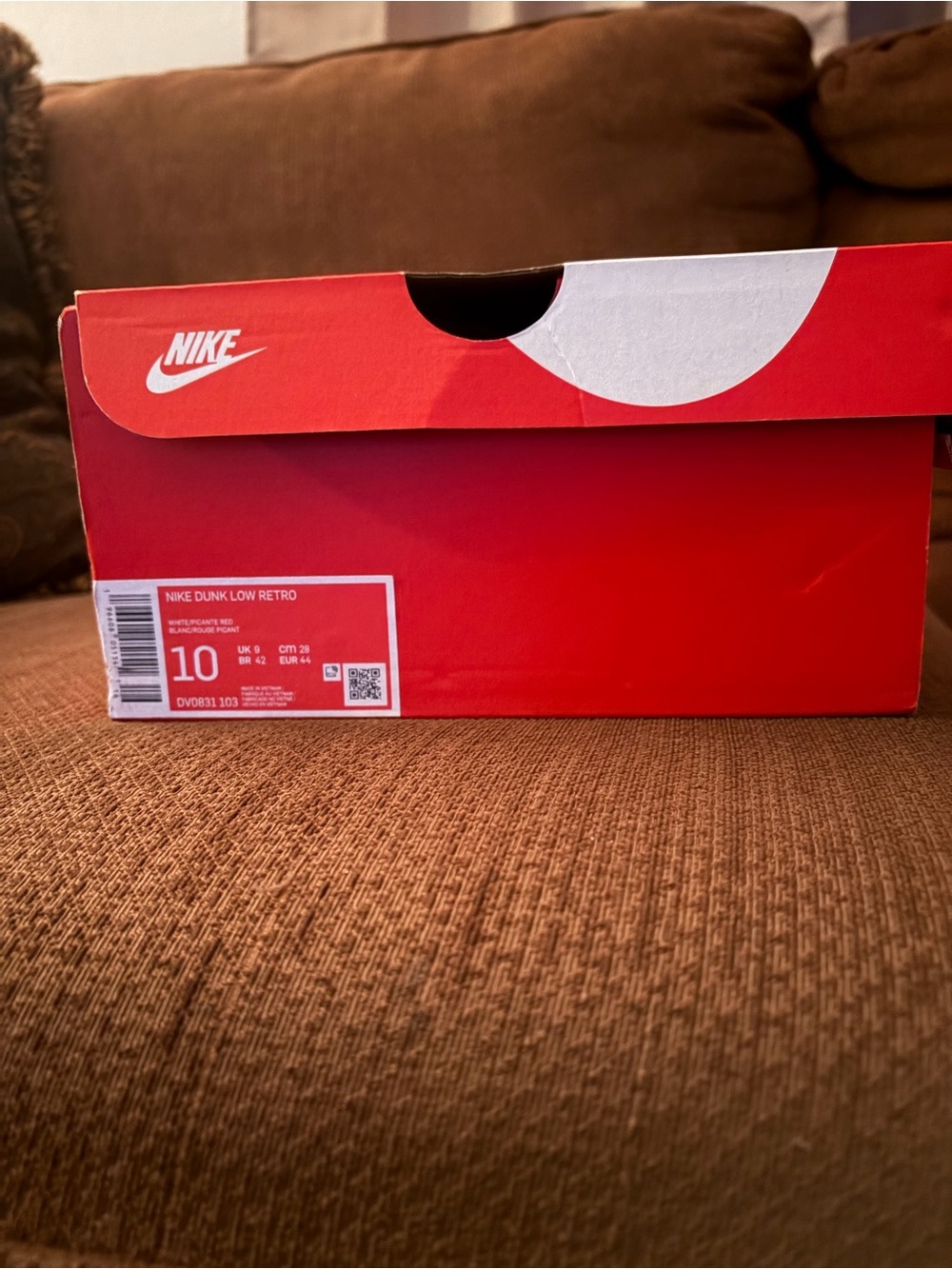 Men's Nike Dunk Low Retro White/Picante Red Leather Low Top DV0831-103